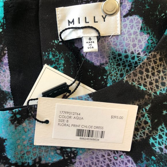 MILLY Multi-Color Floral Print Chloe Dress - Picture 7 of 9